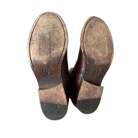 Frye Melissa Tab Leather Riding Boots Extended calf 6.5 Zip Redwood Tall - Picture 9 of 12